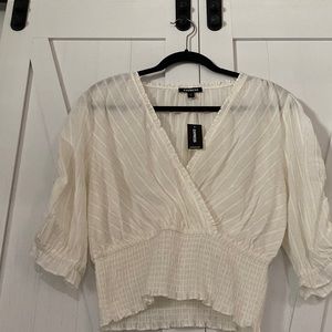 Express textured ruffle cropped top